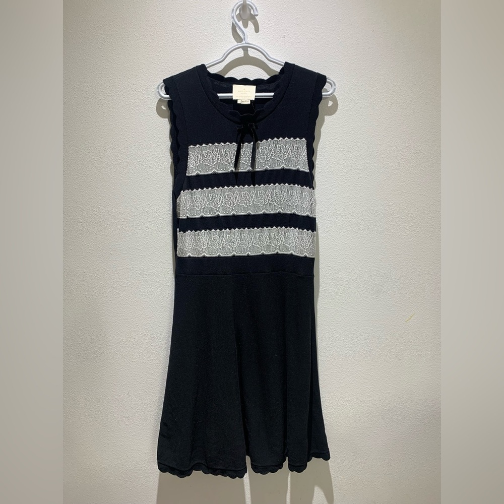 Kate Spade New York Jacquard Sleeveless Sweater Dress Black Beige Size L